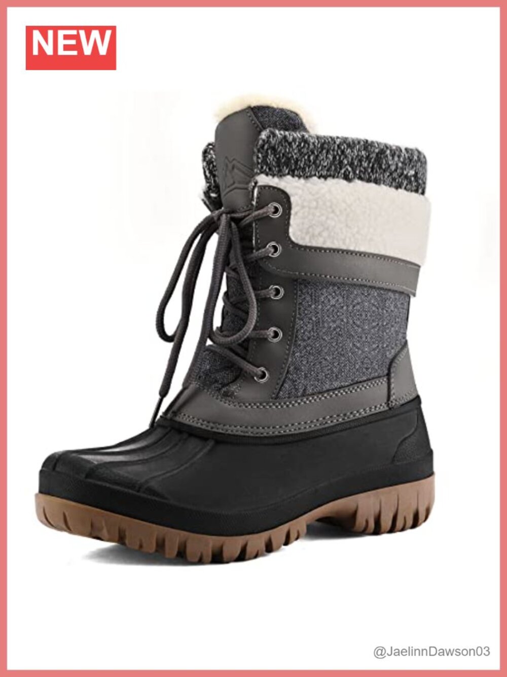 Women's Waterproof Insulated Snow Boots Mid Calf Lace Up Winter Booties with